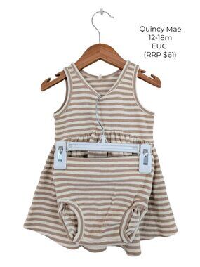 Quincy Mae Striped Ribbed Peplum Tank & Bummies Set 12M 18M Girls Clothing